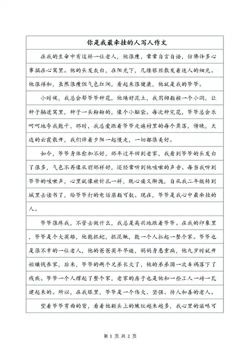 你是我最牵挂的人写人作文doc2页