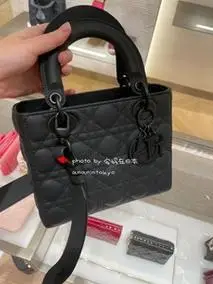 日本代购直邮 dior 迪奥 21新款 黑色四格戴妃包 磨砂手提斜挎包