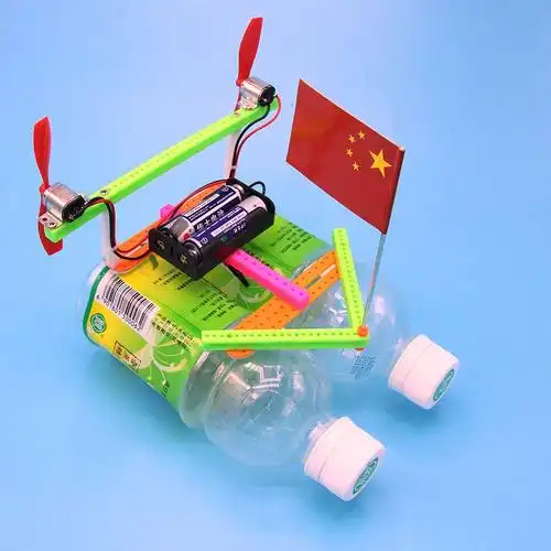 电动明轮桨小船拼装模型科技小制作中小学生diy手工泡沫船冲锋艇空气