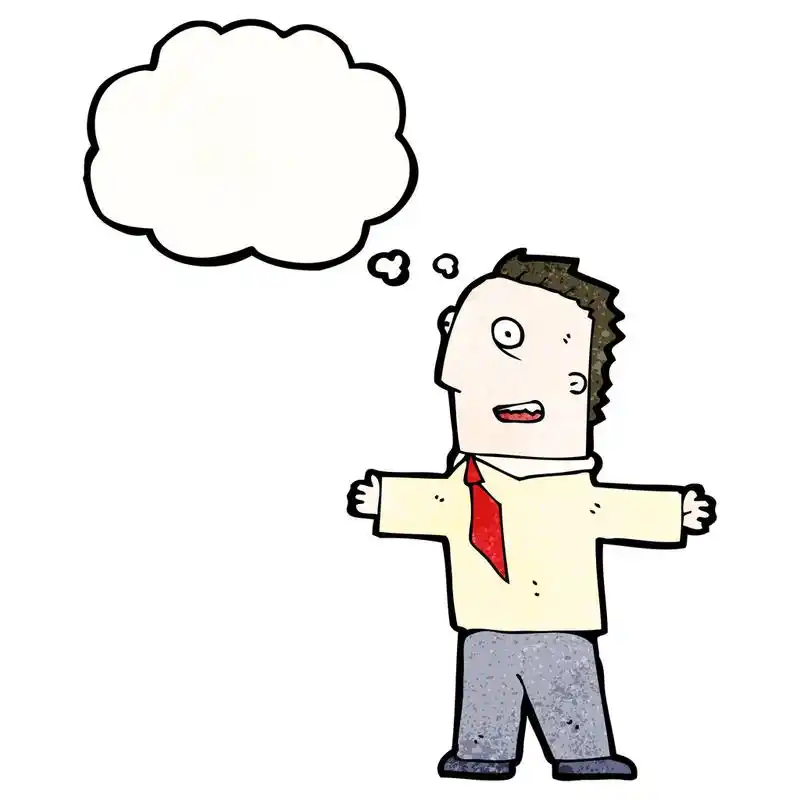 积极思考的人,矢量,卡通积极思考的人,在白色背景上