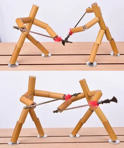 京闪配送六年级学生教材同款木制竹节人双人对战玩具小竹人材料游戏