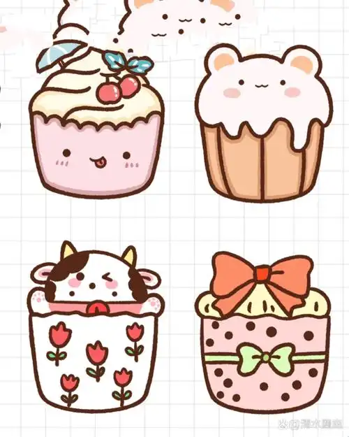 控笔训练第154天|蛋糕简笔画|可爱治愈贴纸