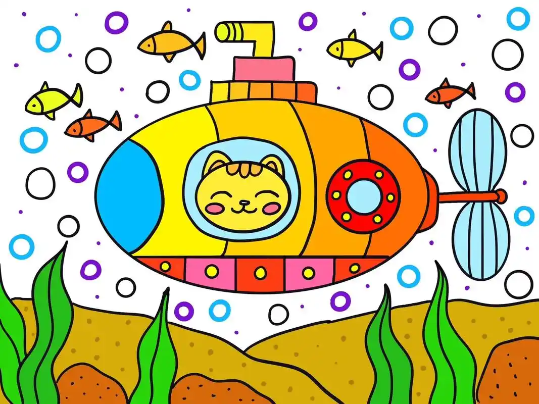 潜水艇海底世界儿童画#简笔画 #一起学画画 #想画就画 #一 - 抖音