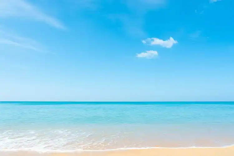 地平线上有云的生机勃勃的大海.自然和户外.