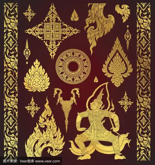 一套泰国艺术元素,装饰图案.民族艺术,图标向量