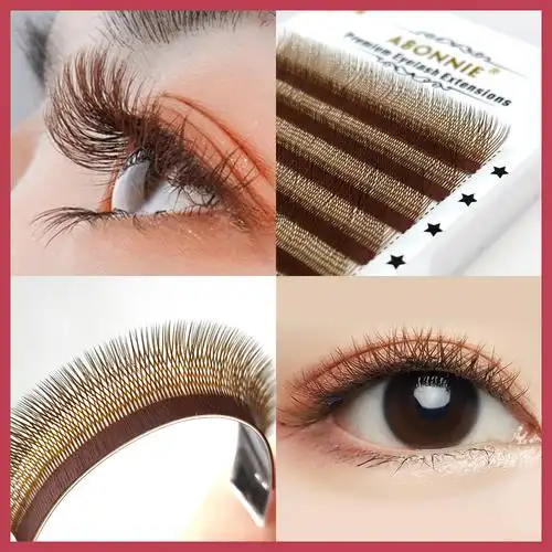 假睫毛女自然仿真焦糖色005yy型开花睫毛棕色不散根美睫店专用