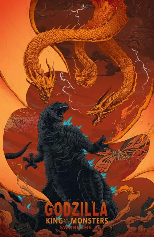 《哥斯拉:怪兽之王》电影手绘海报