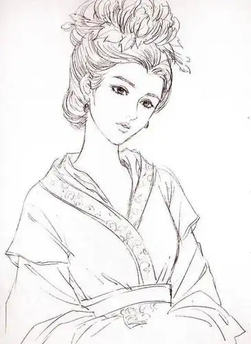 古风汉服人物手绘线稿!(120张效果图线稿合集)_中国