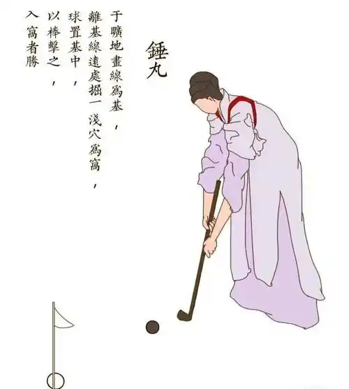 以棒击之离距离线远处放置球门在规定的距离外捶丸是古代球类竞技运动