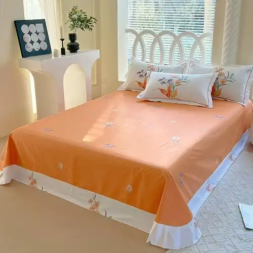 全棉套件100纯棉被套床单床笠款床上用品60支长绒棉四件套春秋款