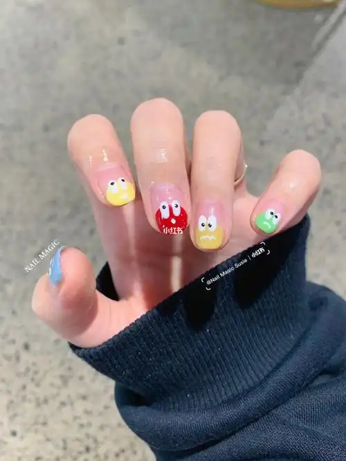 奥克兰美甲 | 可爱彩绘卡通m豆96美甲9799