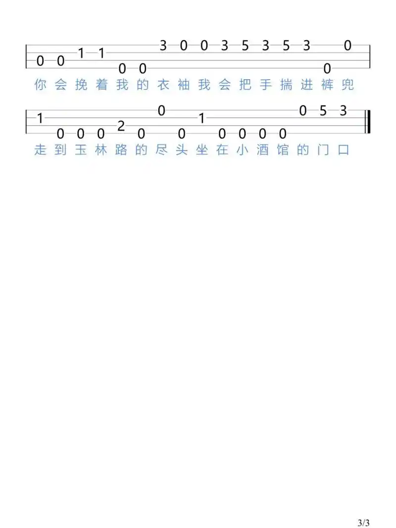 《成都》赵雷/尤克里里新手指弹谱 "让我掉下眼泪的 不止昨夜的酒"