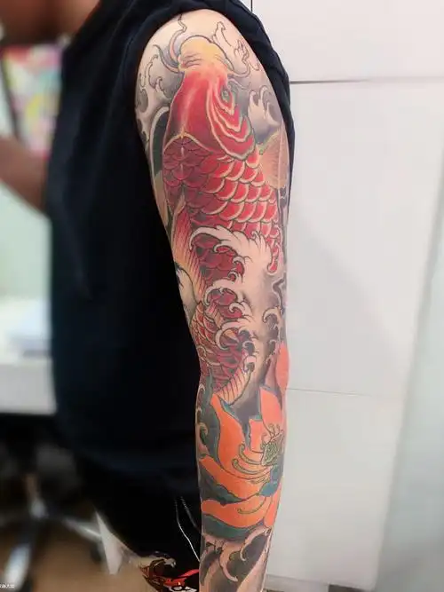 花臂鲤鱼_纹身图案手稿图片_杨轩的纹身作品集