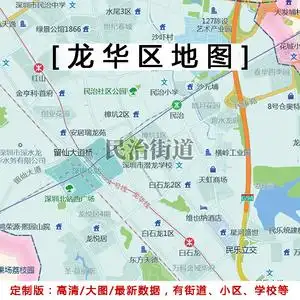 2021年龙华区地图贴图办公室装饰画墙贴可定制深圳各省市县区挂图