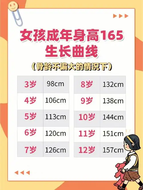 女孩想长到165必须达到75百分位