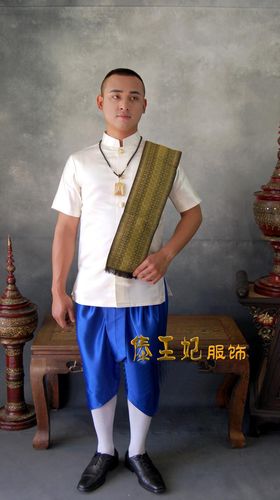 泰国传统民族服装男立领短袖裤灯笼裤配白色长袜泰式活动服装特价