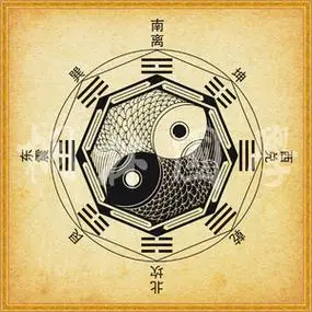 复古双鱼太极八卦图 民俗上梁贴八卦图 阴阳鱼创意装饰画216