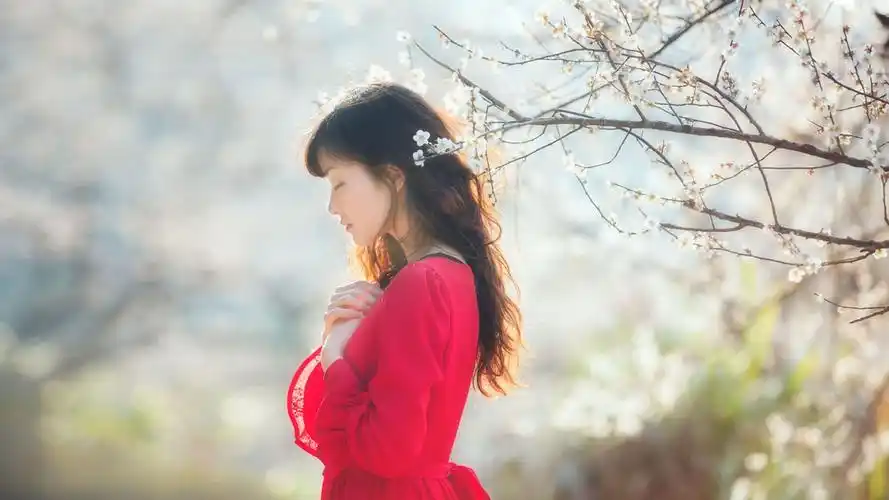 红衣美女意境唯美写真