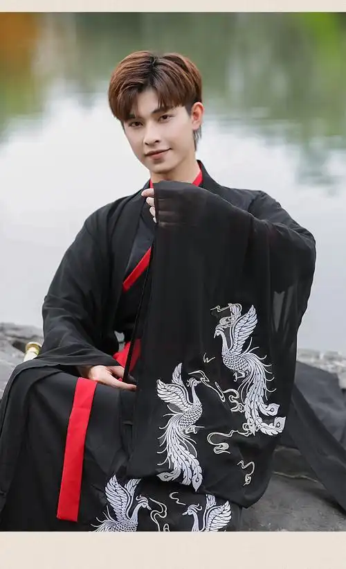 5656火凤鸟原创男装情侣套装汉服大袖衫套装演出服学生表演服队服