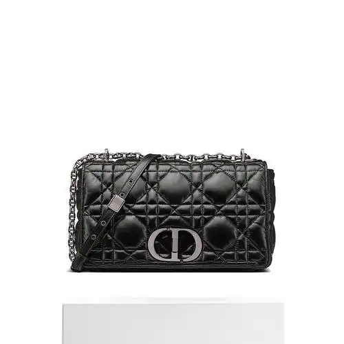 欧洲直邮dior迪奥21秋冬新款caro系列女士黑色绗缝藤格纹链条包