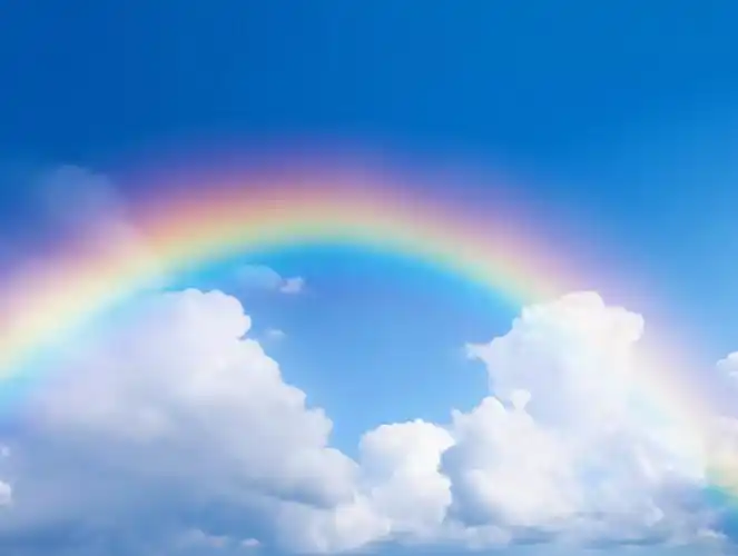 蓝天白云明亮背景弯弯的七色彩虹壁纸幸运美好心情好