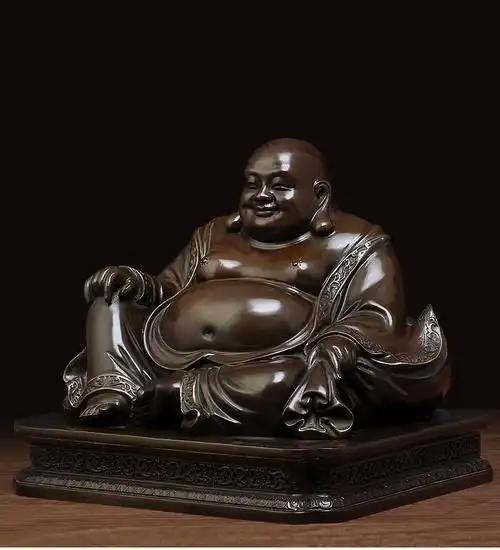 古铜弥勒佛大肚子佛像摆件笑口常开大厅佛堂居家供奉开业工艺礼品古铜