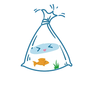 处暑捕鱼卡通手绘塑料袋矢量png图