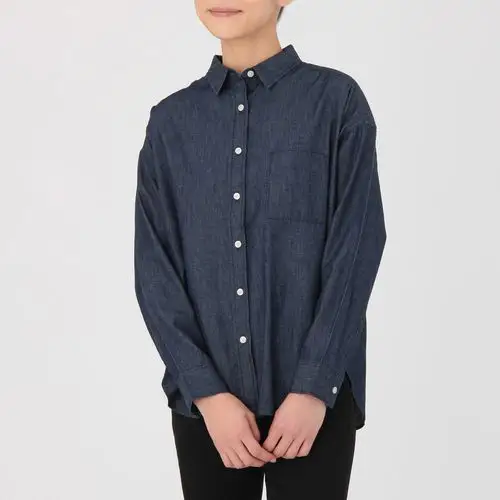 muji 无印良品 女士棉牛仔宽版衬衫