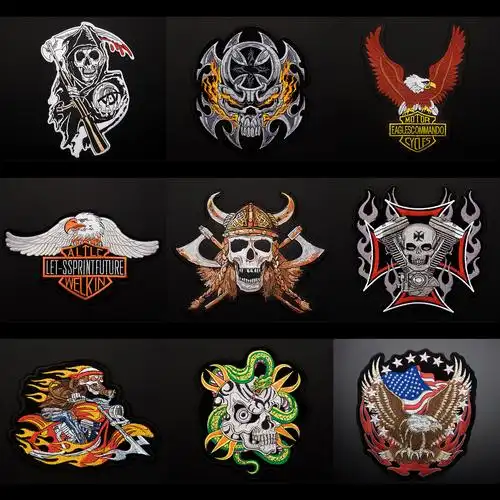 刺绣老鹰火焰骷髅徽章布贴大号衣服背面补丁布贴