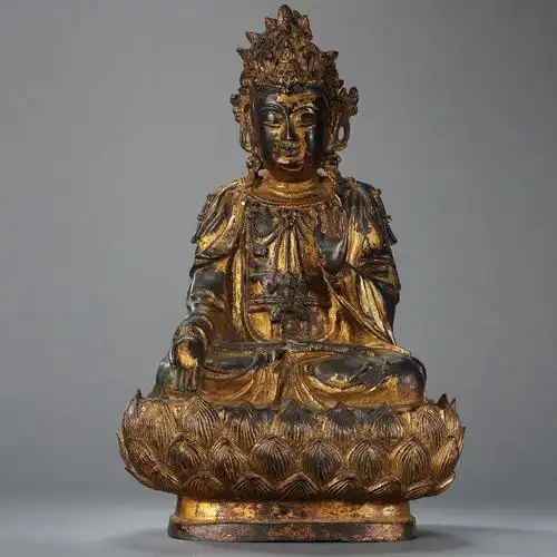 中国明代铜鎏金佛像 ming dynasty, gilt bronze buddha statue