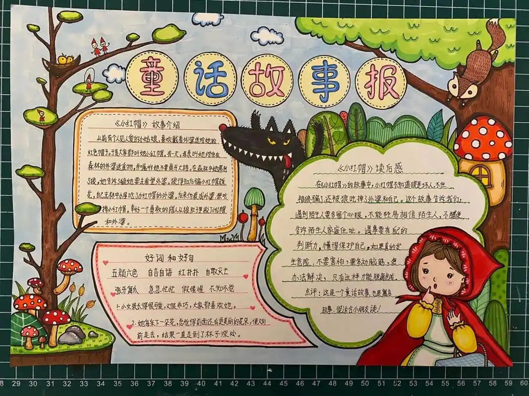 读书小报 找了很多素材拼凑,终于完成了童话故事手抄报,很多同学画了
