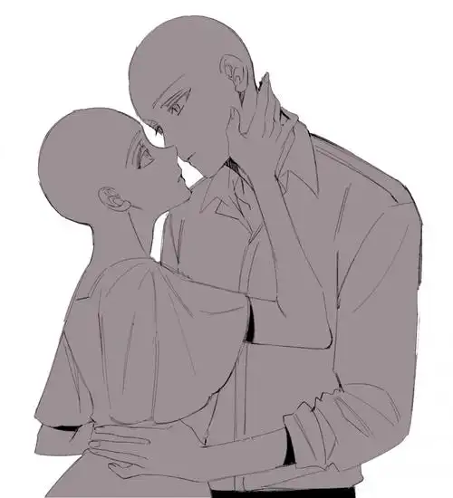 校园cp动态线稿模板