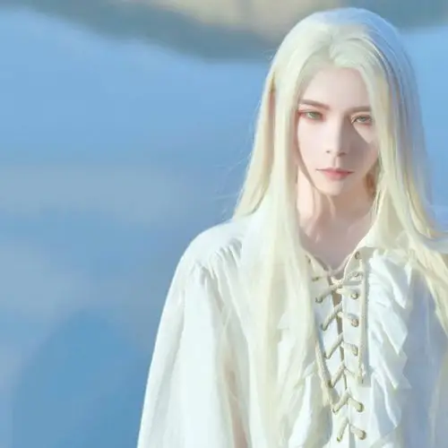 假发男cos古风长直发逼真古装中分无刘海长发汉服气质全头套直发