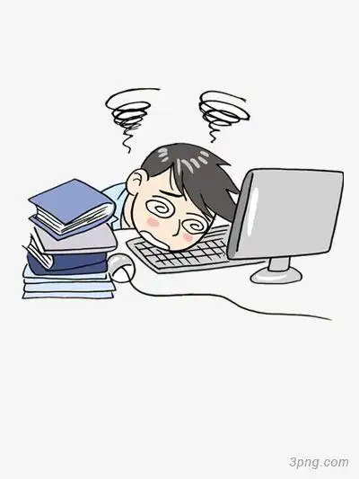 工作忙晕的卡通人物png素材透明免抠图片-动植人物