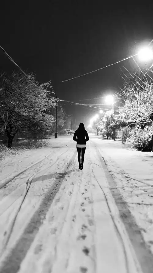 黑白,白雪,伤感,另类,手机壁纸,锁屏壁纸冬季雪漫步独 手机锁屏壁纸