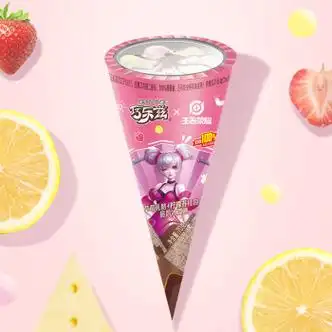 shuhua舒化巧乐兹脆筒冰淇淋草莓乳酪柠檬苏打口味420g
