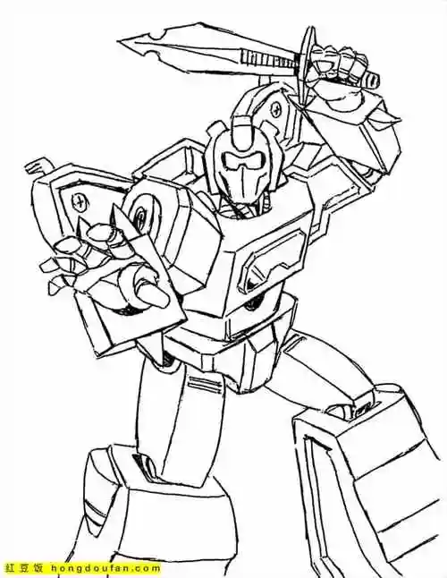 9张可爱汽车人变形金刚机器人卡通涂色图片-红豆饭小学生简笔画大全