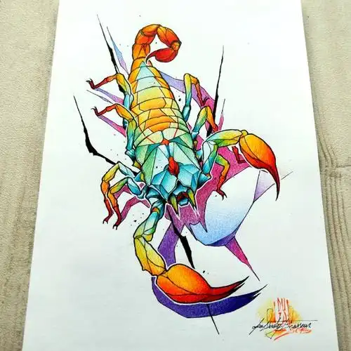彩色蝎子纹身图案
