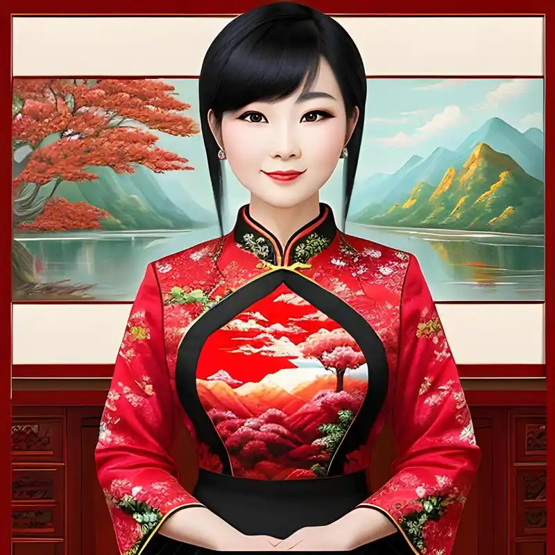 一组古风旗袍美女,站在美丽的壁画前面(一)