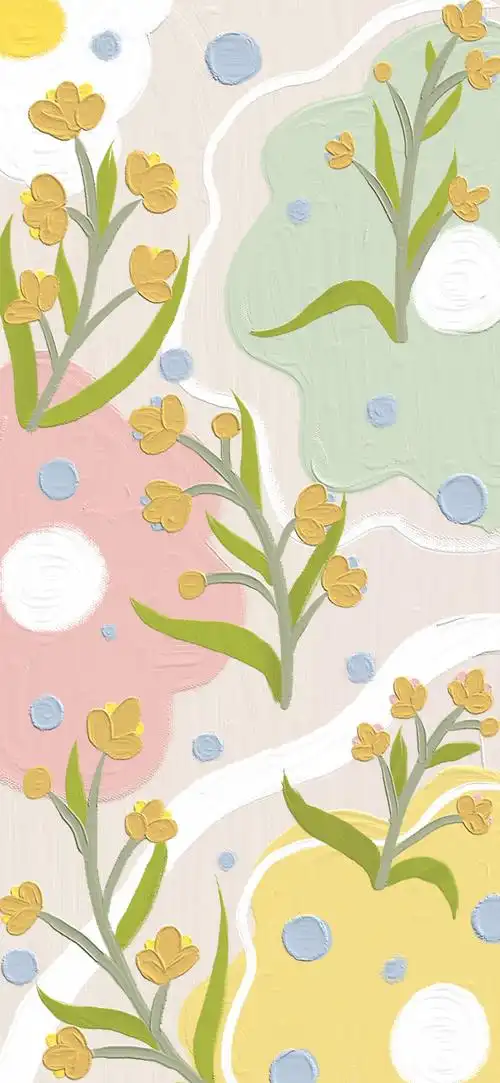 油画 手机壁纸 锁屏 简约 插画 手绘 ins 花朵 少女心