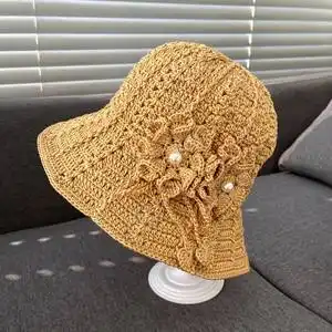 莹手工diy编织夏季太阳帽钩针防晒帽子透气钩织渔夫帽成人材料包