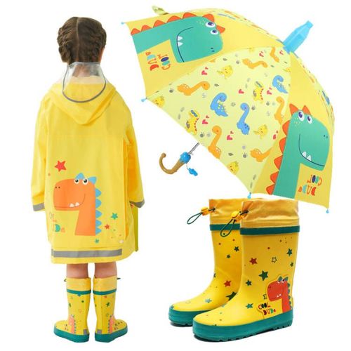 儿童雨鞋雨衣雨伞套装男童女童中筒防水雨靴橡胶套鞋防水加厚雨披