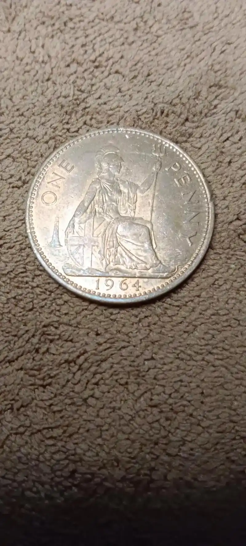 60年代大不列颠女神 英国 1便士青铜硬币 女王 31毫米# - 抖音