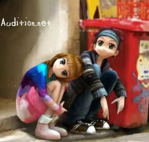 求劲舞团桌面壁纸(韩剧对不起我爱你,男女主角蹲角落那张)