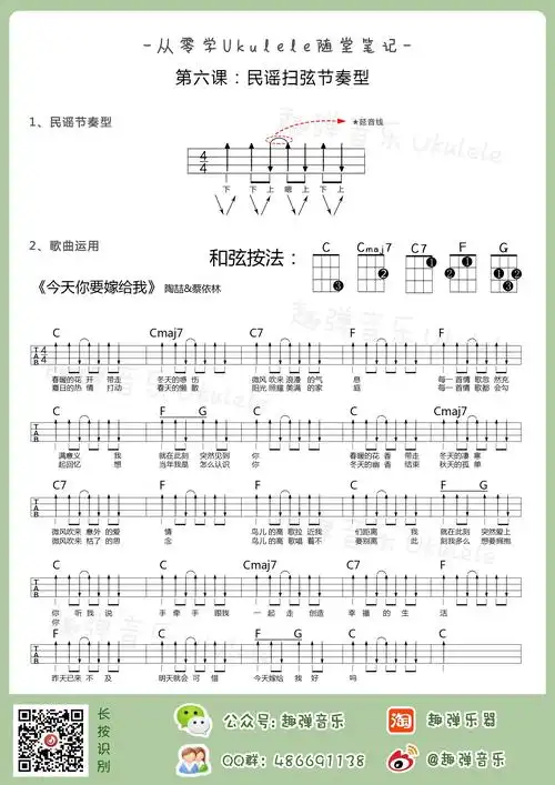 《从零开始学ukulele》第六课·民谣扫弦节奏型 - 尤克里里吧