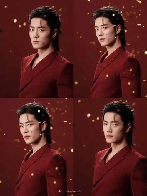 肖战红西装大背头