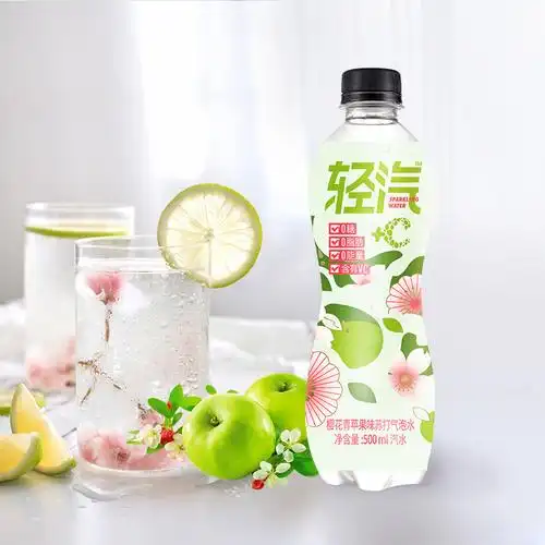 bestinme轻汽无糖汽水樱花青苹果味500ml*15瓶0糖0能量苏打气泡水