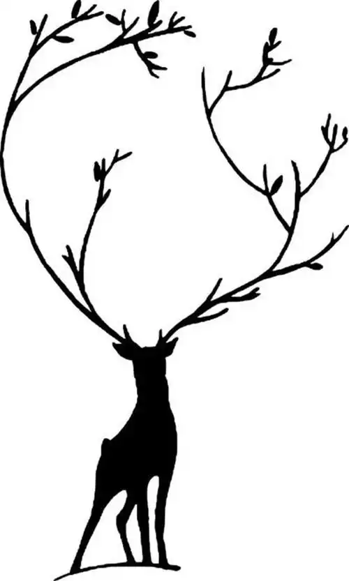 麋鹿剪影图片-黑白麋鹿剪影图片素材无水印下载_懒人图库