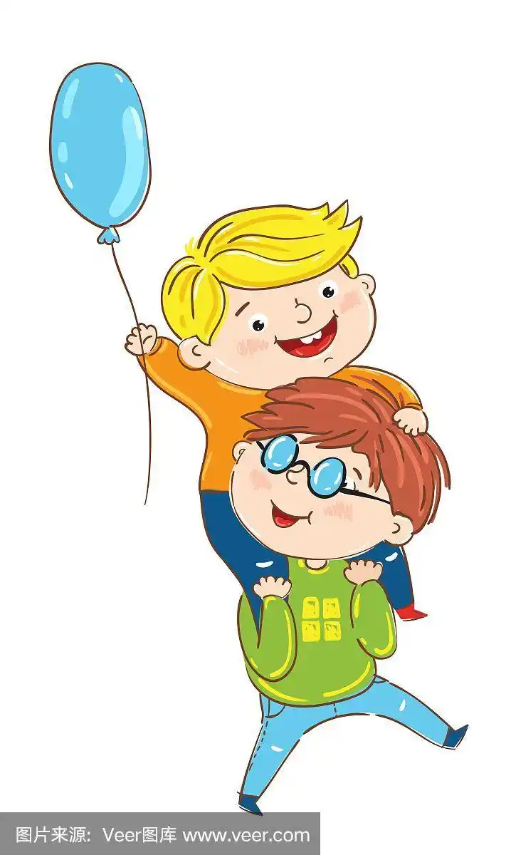 快乐的小朋友玩卡通人物
