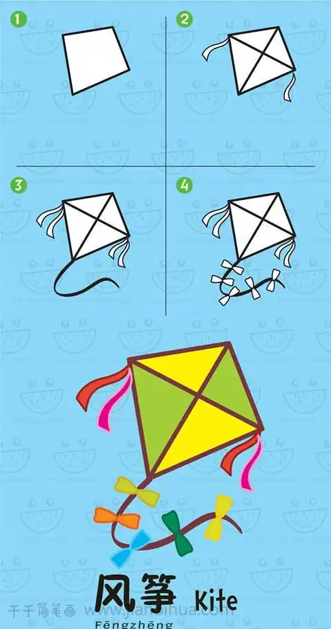 风筝的简笔画画法